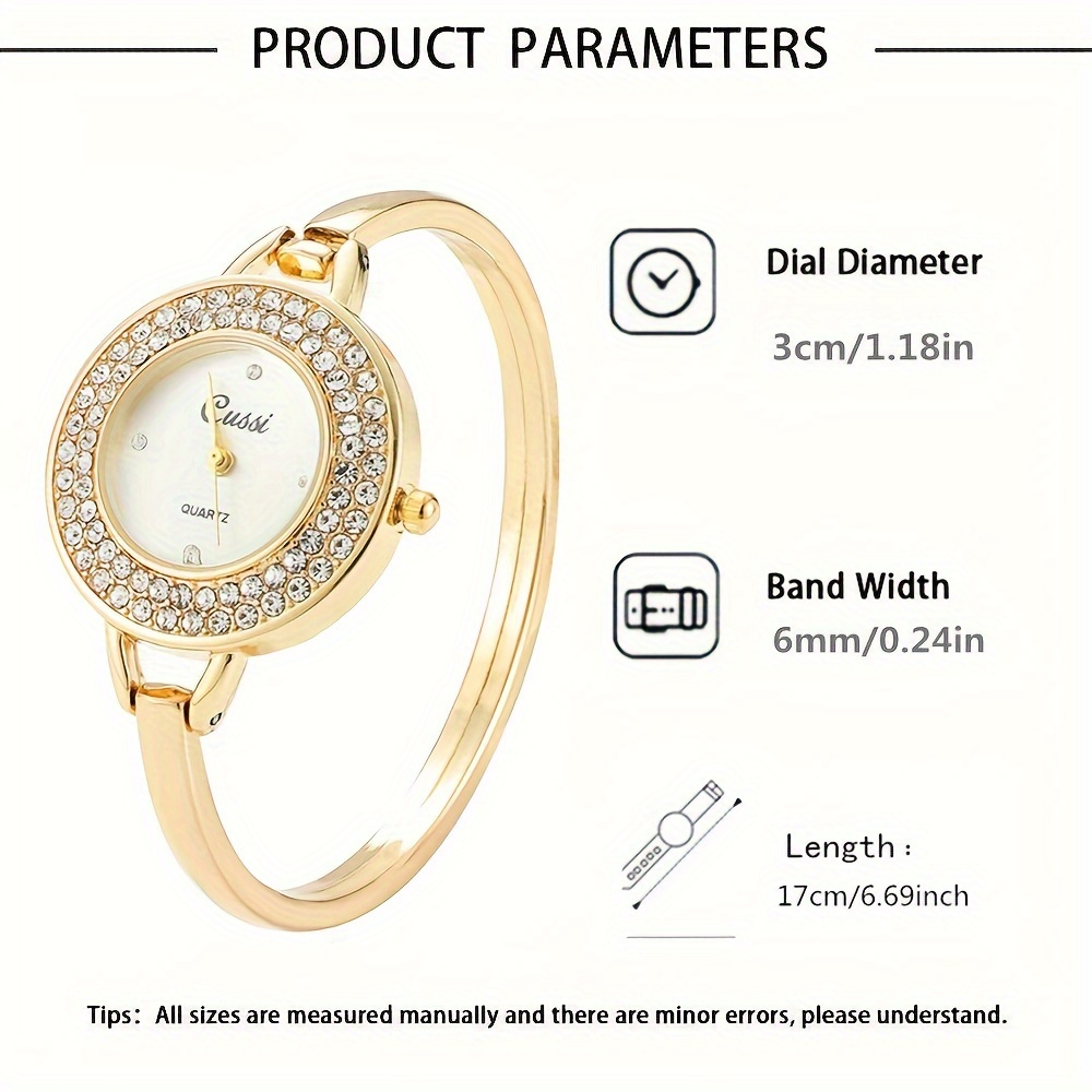 Elegant Ladies' Golden Bracelet Watch with Luxurious Rhinestone Surface