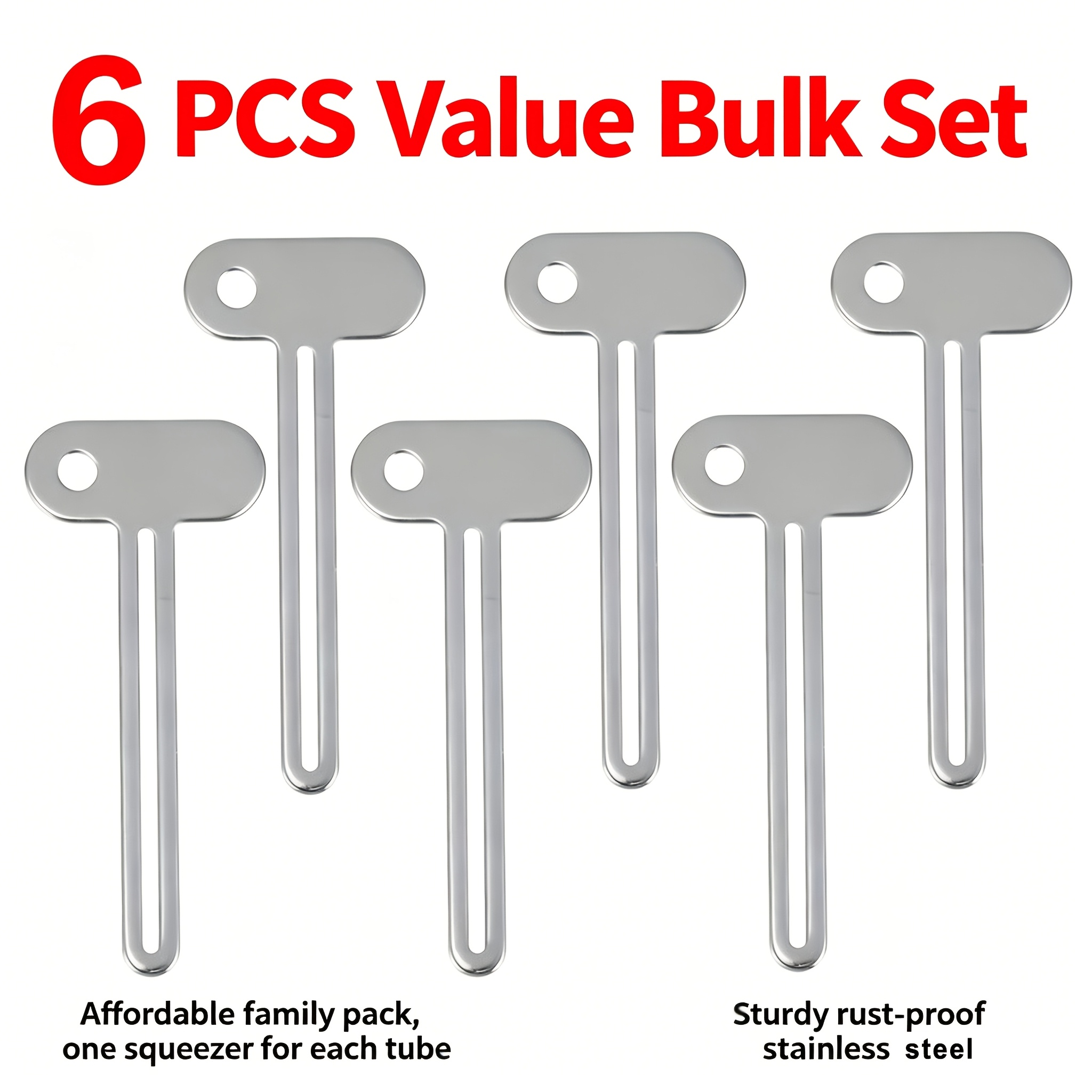 TEMU 6-pack Stainless Steel Multi-functional Tube Squeezer, A Handy Tool For Squeezing Toothpaste, Hand Cream, Ointment, And Paint. This Labor-saving