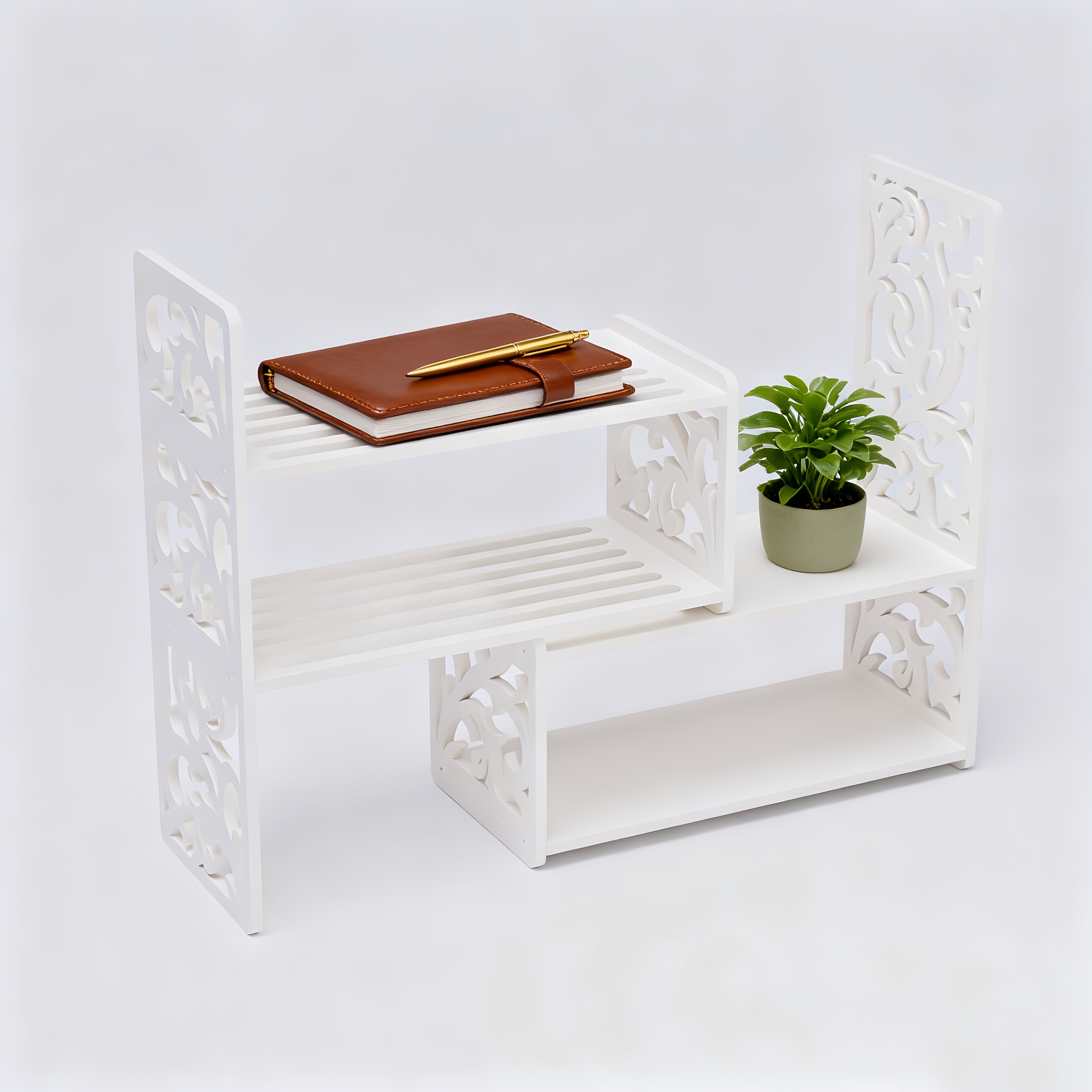 E-shop Schreibtisch-Organizer-Regal, erweiterbares Bücherregal für den Schreibtisch, kleines Tisch-Bücherregal, verstellbares Schreibtischregal als