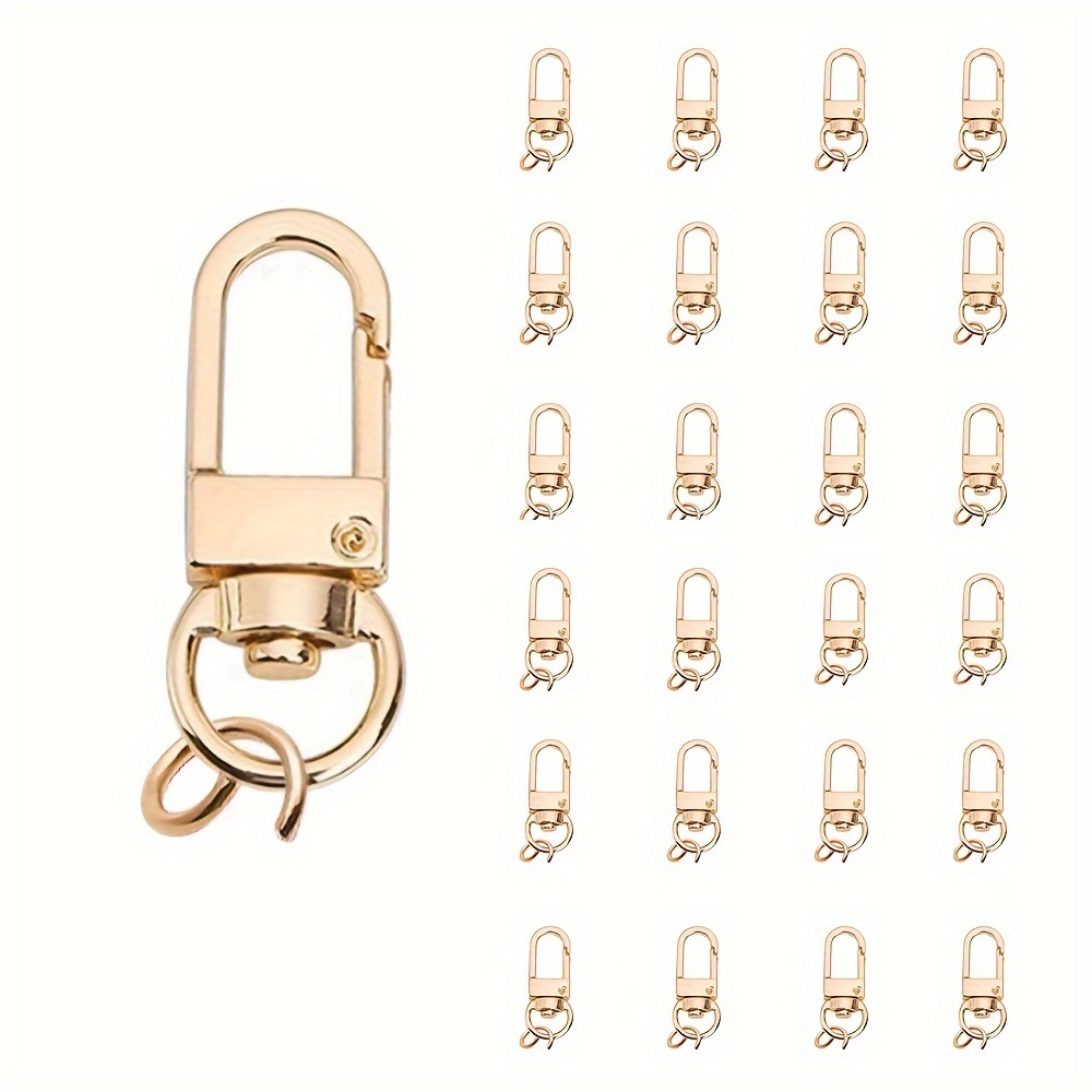 

24pcs Zinc Alloy Swivel Clasps With Key Rings - 360° Rotating Spring Hooks For Diy Handbags, Keychains & Jewelry Crafting