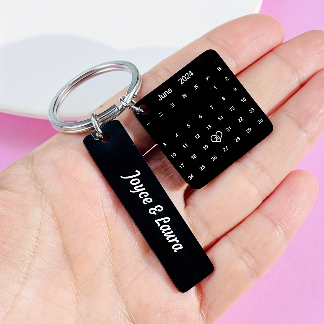 Personalized Stainless Steel Calendar Keychain