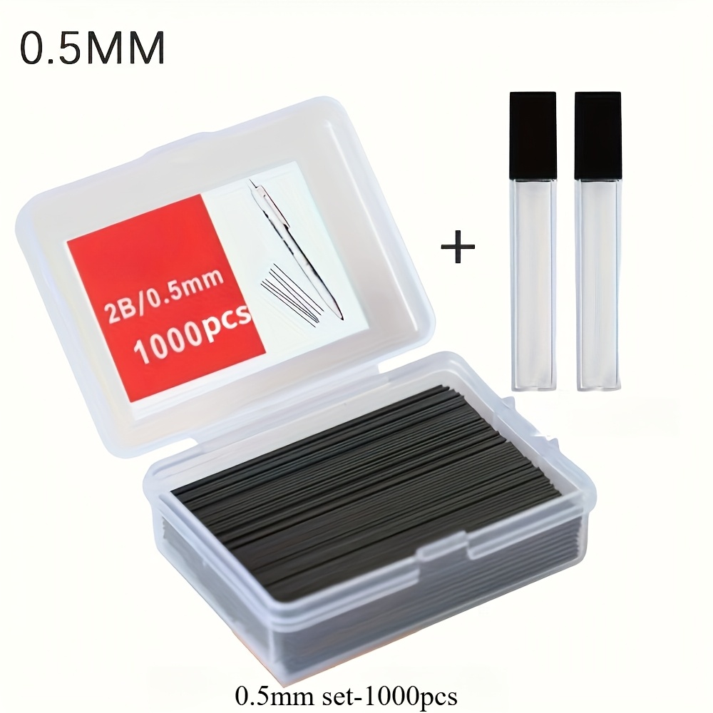 A Box Of 0.5/0.7mm 2b Refills, 60mm Each, 1000pcs Per Box, With 2 Small Boxes, Suitable For Art And Drawing Stationery