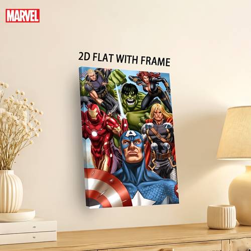 2d flat 2d flat 1pc the 2d flat print framed canvas paint classic man superhero theme wall art ready to hang living room indoor decor ideal aesthetic