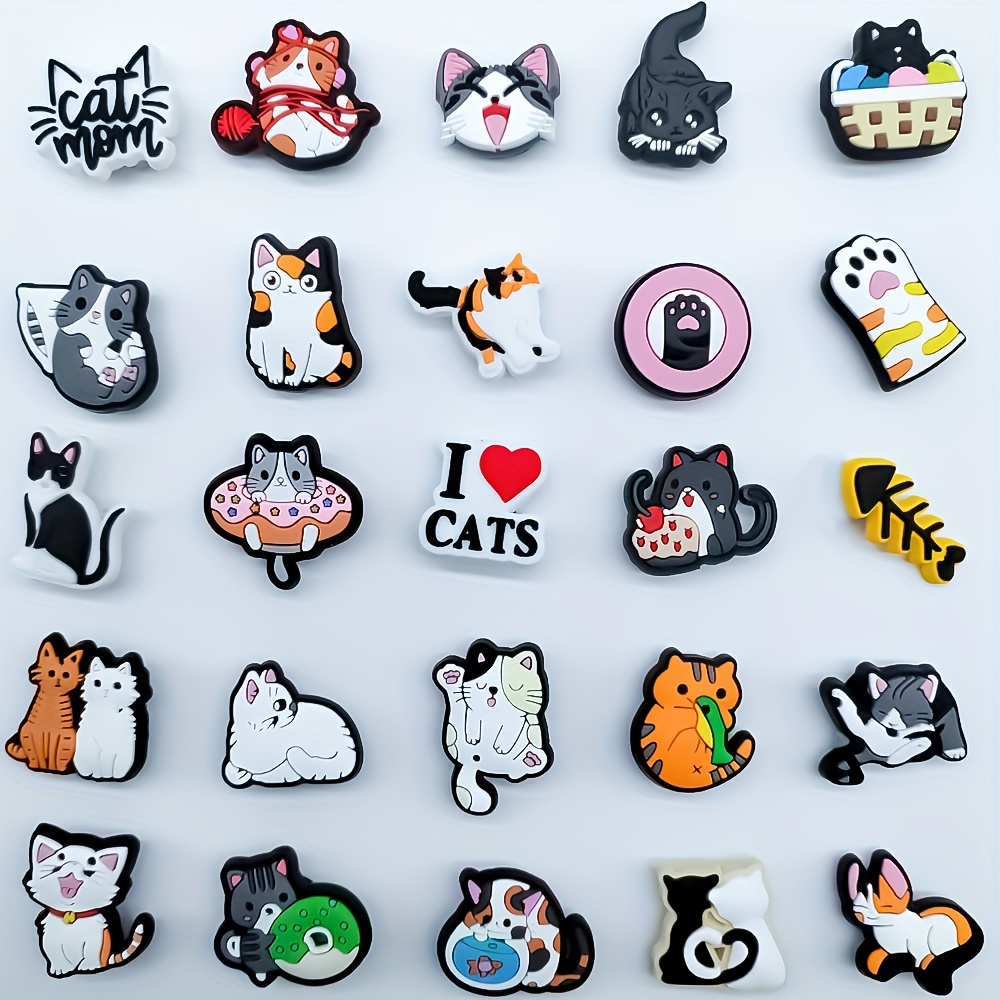 

25pcs Cat - Vibrant Pvc Diy Charms Featuring Kittens, & Cat - Ideal For Keychains, Sandals, Beach Bags - Perfect Gifts For Christmas, Birthdays, Cat Accessories