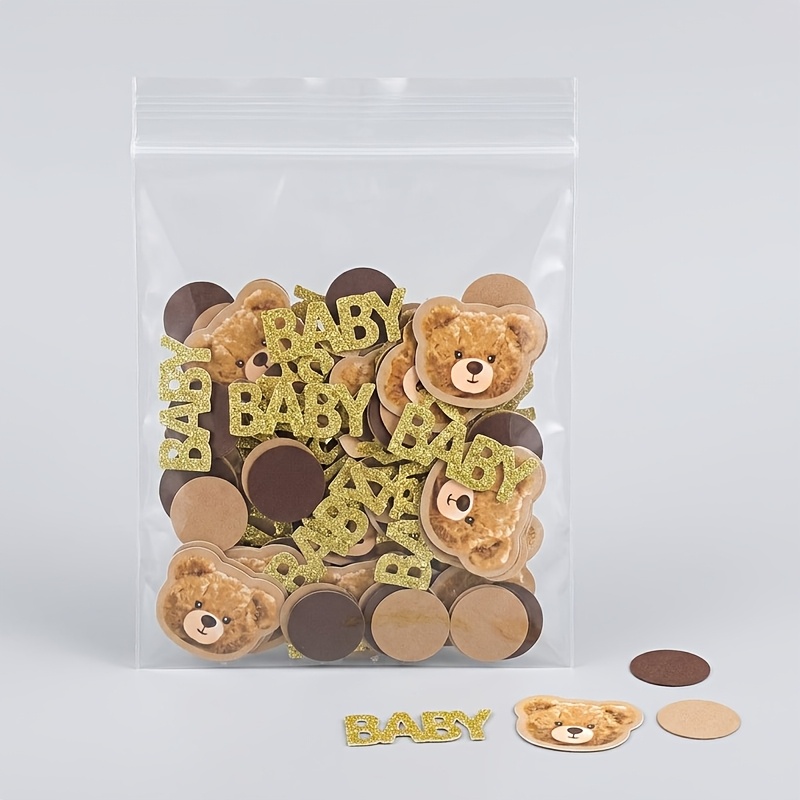 TEMU 50 stuks teddybeer papierconfetti, glitterletters en verspreide beerstukjes voor babyshowertafeldecoratie, nieuwe feestbenodigdheden