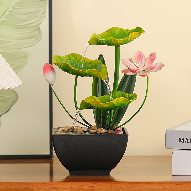 item picture 1pc garden   fountain statue decoration with green lotus leaf decoration producing a soothing sound of   enhancing relaxation   an   gift for occasions such as birthdays christmas halloween and thanksgiving