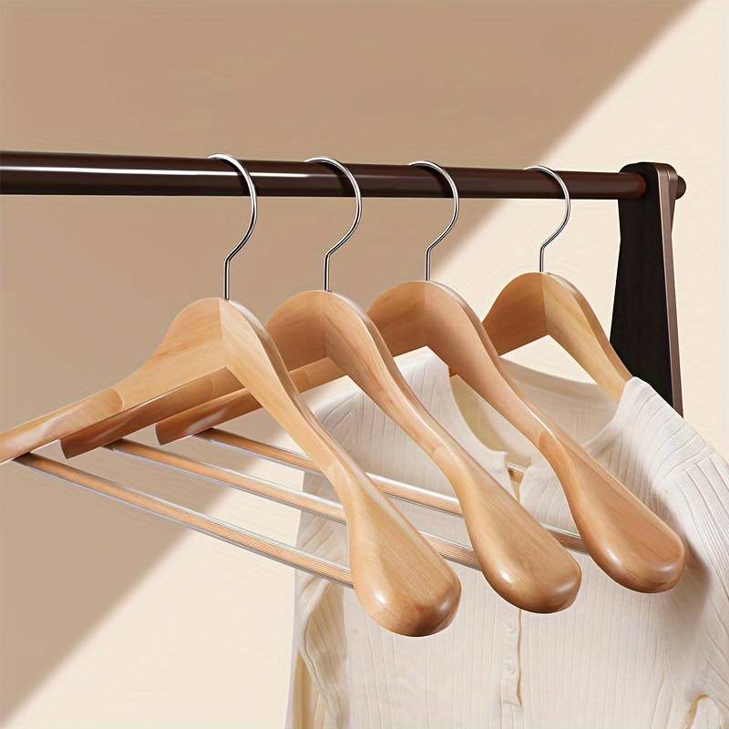 

6-pack Luxury Wide Shoulder Wooden Suit Hangers, Polished , Swivel Hook, Anti-slip Bar, Heavy-duty For Suits, Coats, Jackets, Pants, Organization