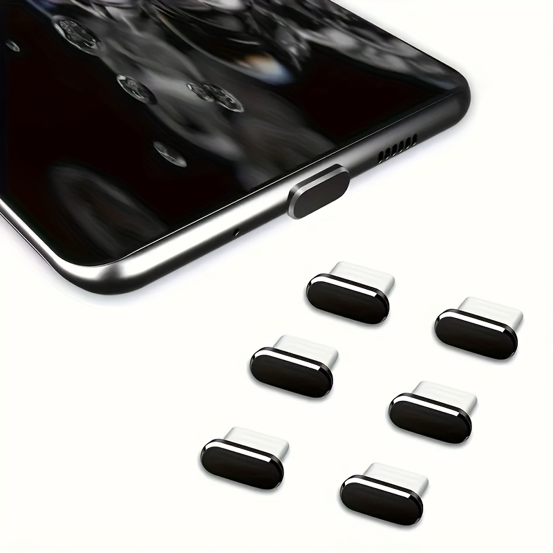 6pcs Metal Dust Plug For Type-c Charging Port