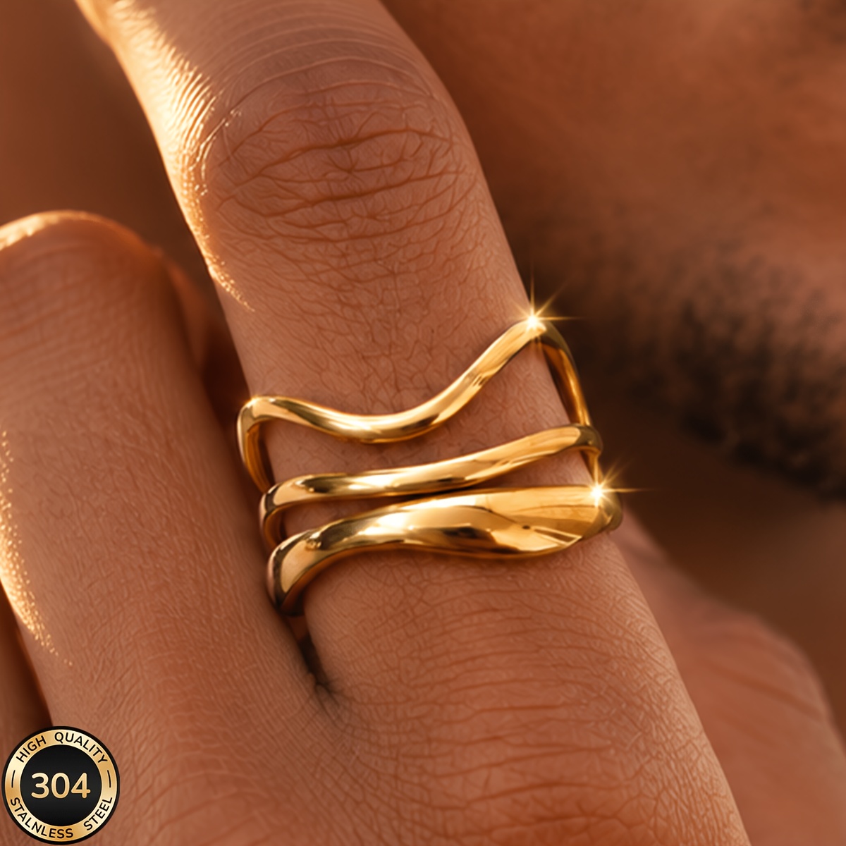 Unisex 18K Golden Plated Open-End Ring, Simple Design