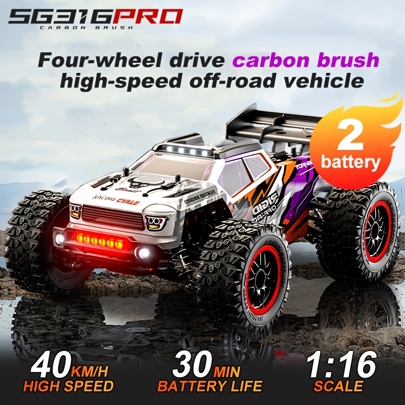 E-shop 1/16 Maßstab Ferngesteuerter Truck für Erwachsene & Jungen - 2,4 GHz Auto mit proportionalem Gas/, Allradantrieb Offroad-Rennwagen,