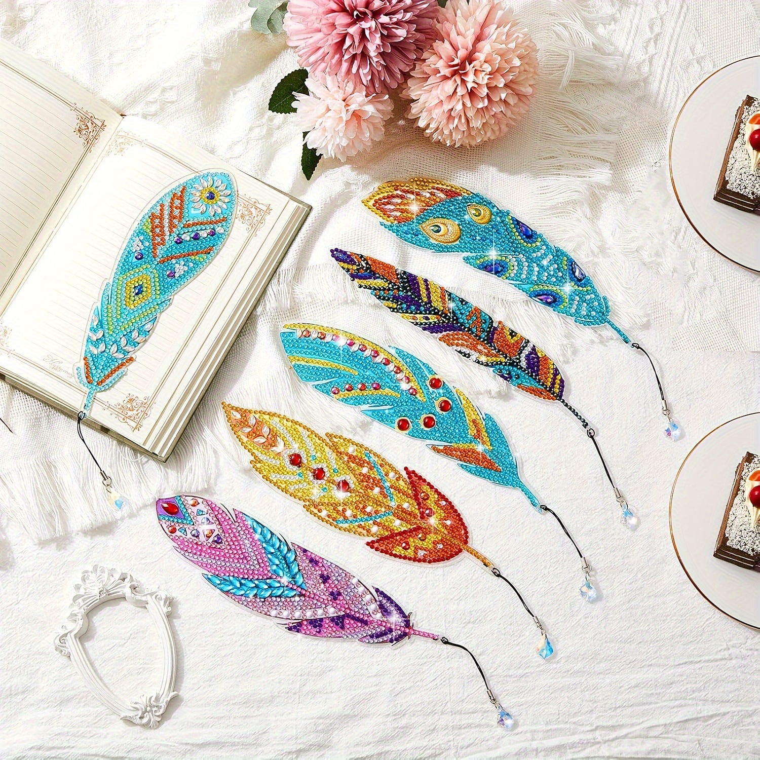 

6pcs 5d Diamond Painting Bookmarks, Diy With Crystal Pendant, Acrylic () Animal Theme Irregular Shape, Reading Enthusiasts And Christmas Holiday Gifts, Kits