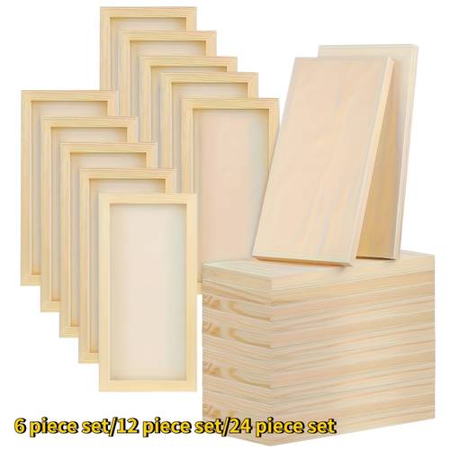 6pcs set 12pcs set 24pcs set unfinished rectangular wooden craft trays diy handmade wooden trays for painting dyeing 3d puzzles and art projects creative 3d frames clay drawing boards hand painted clay display wooden craft boards