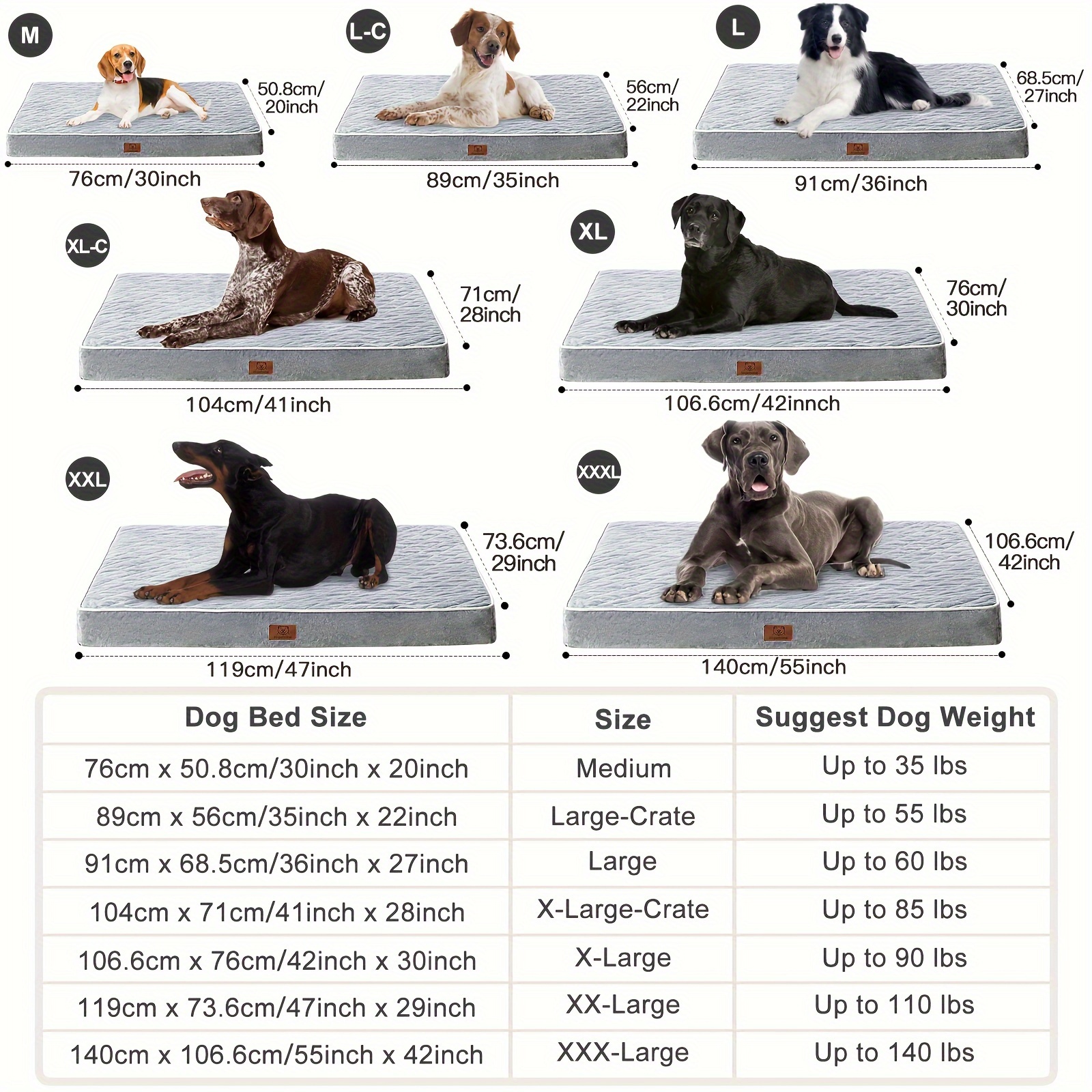 TEMU Orthopedic Dog Bed For Medium And Large Dogs, Extra Large Dog Bed With Removable Washable Cover And Non-slip Bottom, Egg Enclosure Foam Pet Mattress, Multi-needle Quilted Dog Crate Bed
