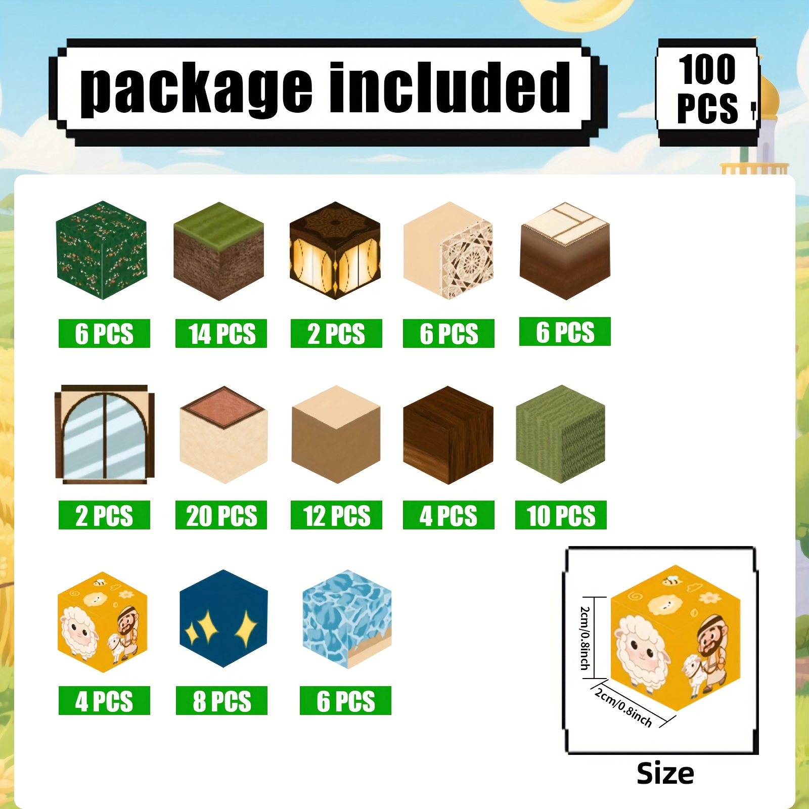 Image of 100 Magnetic Building Blocks, Children's Educational Assembly Toys, Including Random Elements Of Building Blocks, Festival Party Decoration, For Halloween And Christmas.random Colors