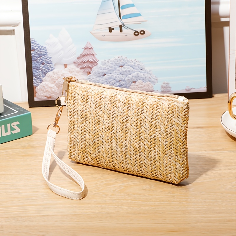 TEMU Bolsillojo () y bolsillo para teléfono, compartimento principal espacioso y bolsillo para teléfono. Bolso de de paja para mujer, elegante y