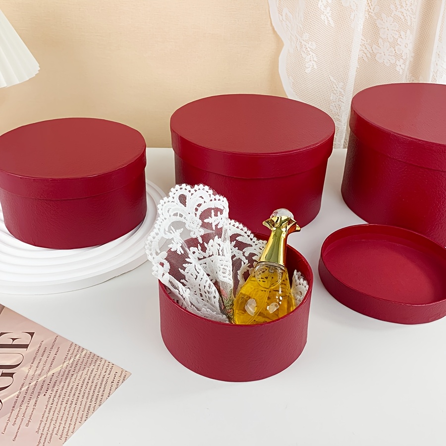 4pcs Classic Red Round Jewelry Box with Lid