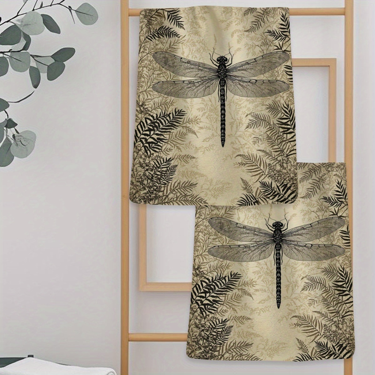 TEMU 2pcs, A Must-have Towel For Travel Featuring A Sketch , Printed With Autumn Gift Patterns, Striped Design, Suitable For Various Holiday Parties,