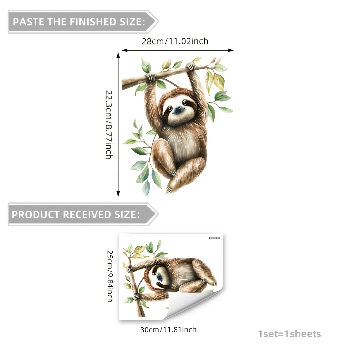 Adorable Sloth Climbing Tree Dual-sided Glass Sticker - Self-adhesive, 5mil Pvc, Window & Balcony Decor, Contemporary Style