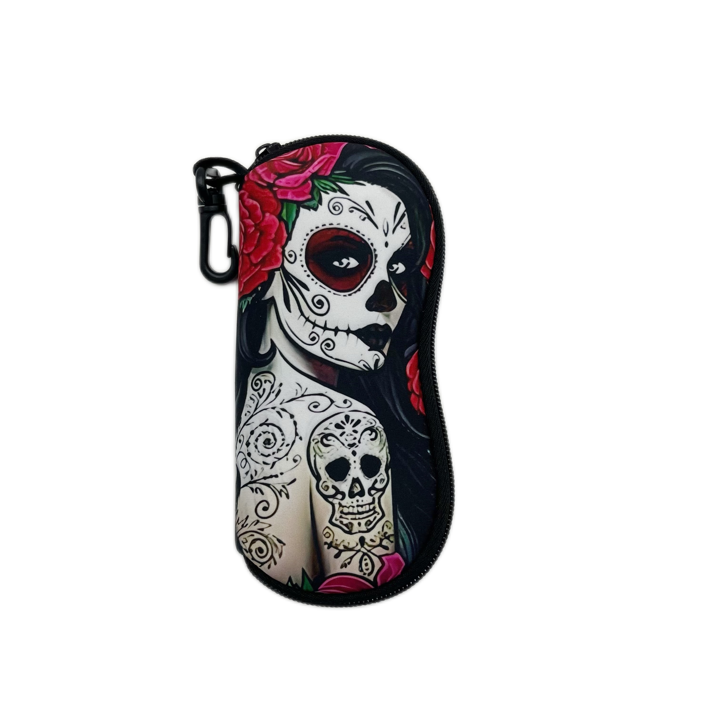 

1pc Skull Pattern Zipper Sun Glasses Case, Ultra-light Portable Neoprene Zipper Glasses Bag, Various Types And Sizes Of Glasses Can Be Hung, For Men And Women