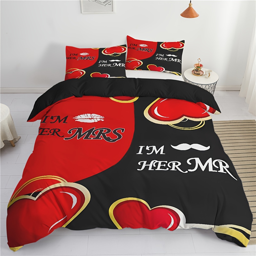 Valentine's Day Duvet Cover Set (1*duvet Cover + - Temu