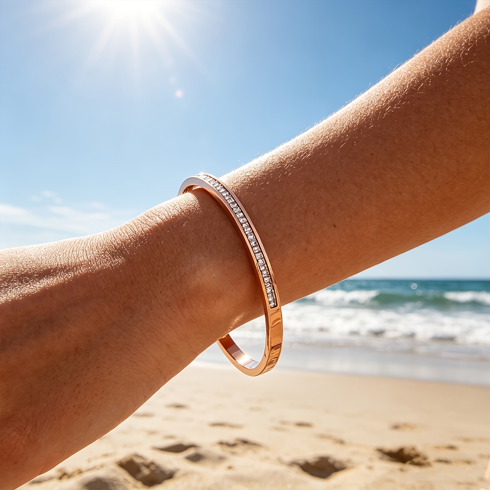 Women's 18K Gold-Plated Stackable Bangle, Slim Waist Bracelet