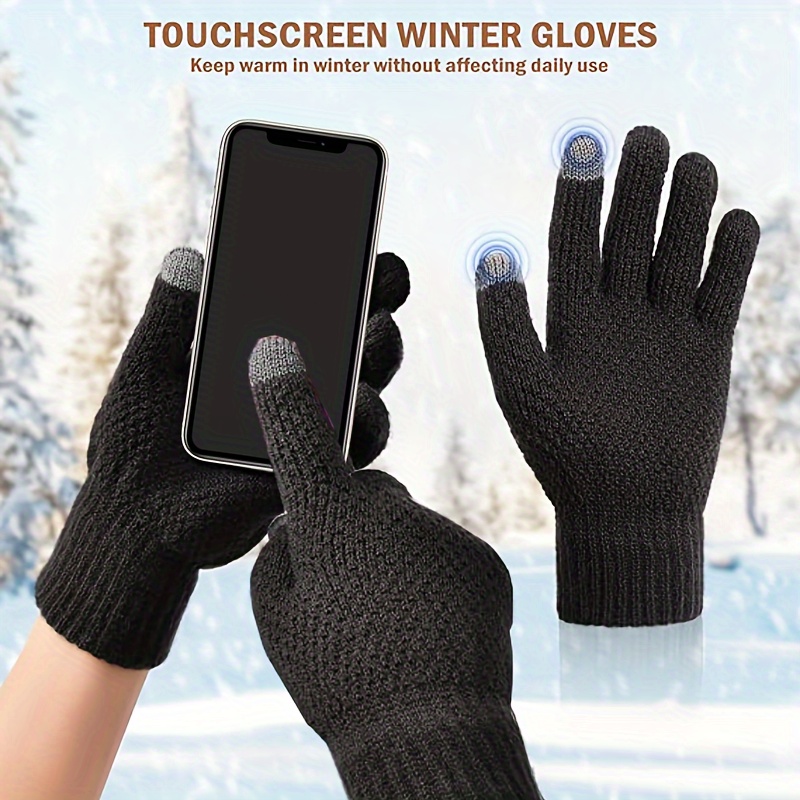 Ensemble 3 en 1 pour l'hiver : Bonnet, écharpe et gants tactiles pour hommes et femmes - Tricot chaud doublé en polaire, vêtements d'hiver pour femmes, gris foncé