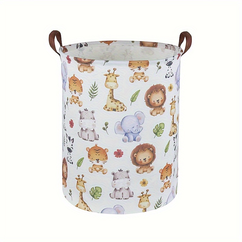 

Laundry Basket With Handles, Cute Animal Design, Multi-use Round Storage Bin For Toys, Clothes, Books - Handle Accessory, Suitable For Room Types - No Lining, Laundry Baskets