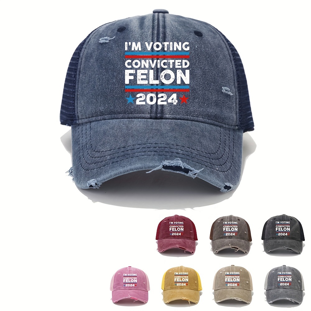 

2024 Convicted Slogan Distressed Mesh Trucker Hat - Adjustable, Lightweight & Breathable Baseball Cap With Sun Protection For Outdoor Sports