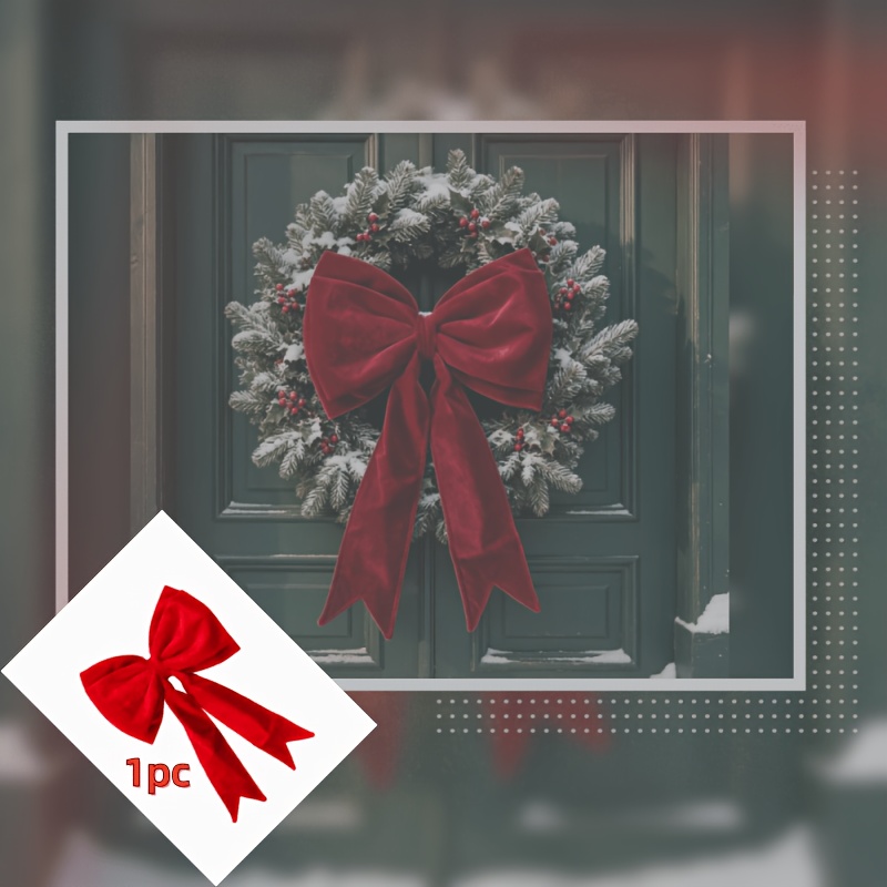 TEMU Velvet Bow Suitable For Christmas, New Year & Winter Decor - Elegant Hanging Ornament With Bow Accent, Toxin-free Decoration For Entryway,