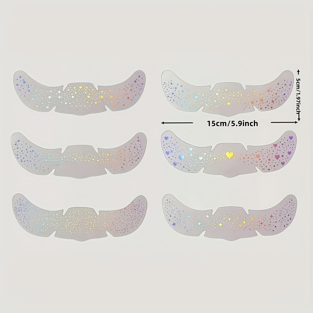 6 Glitter Freckle Stickers, Rainbow Heart-Shaped Star Dot Pattern Waterproof Temporary Tattoo Stickers, for Party, Festival, and Daily Makeup Decoration, Perfectly Suitable for Music Festivals