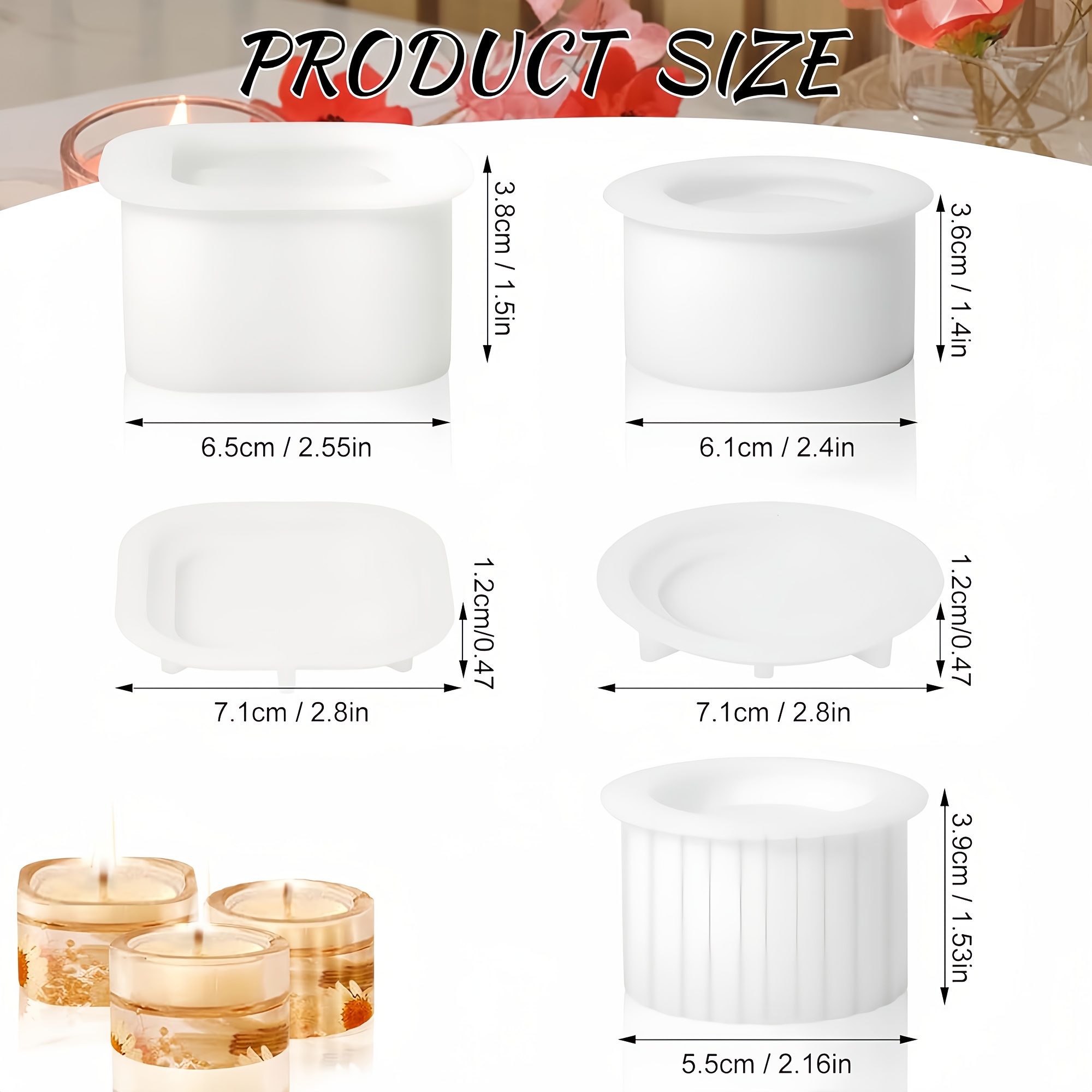 TEMU 3pcs Gypsum Candlestick/flower Pot Silicone Molds, Clay Molds, Storage Box Silicone Molds, With Lid Silicone Molds, Home Decor Making, Desktop