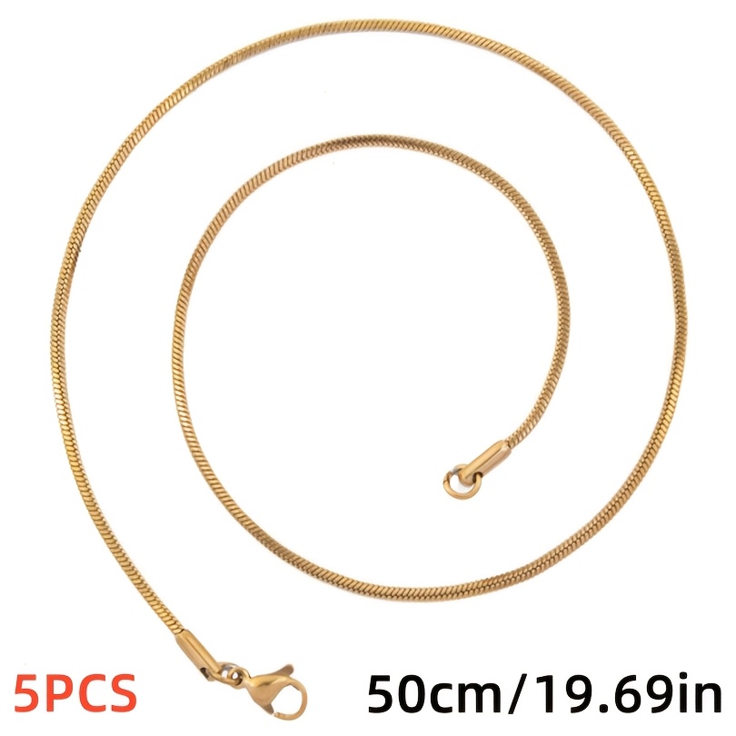 5pcs Multi-Length Lobster Clasp Square Snake Chain Necklace Set
