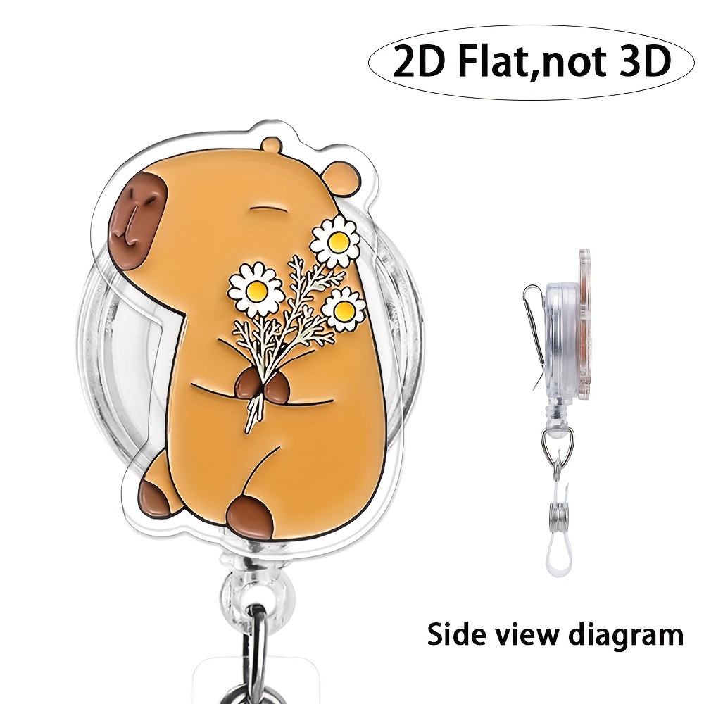 2d flat non 3d single unit acrylic material   cute capybara nurse badge lanyard retractable 360 rotatable id card holder durable acrylic material suitable for nurses   rn lpn students