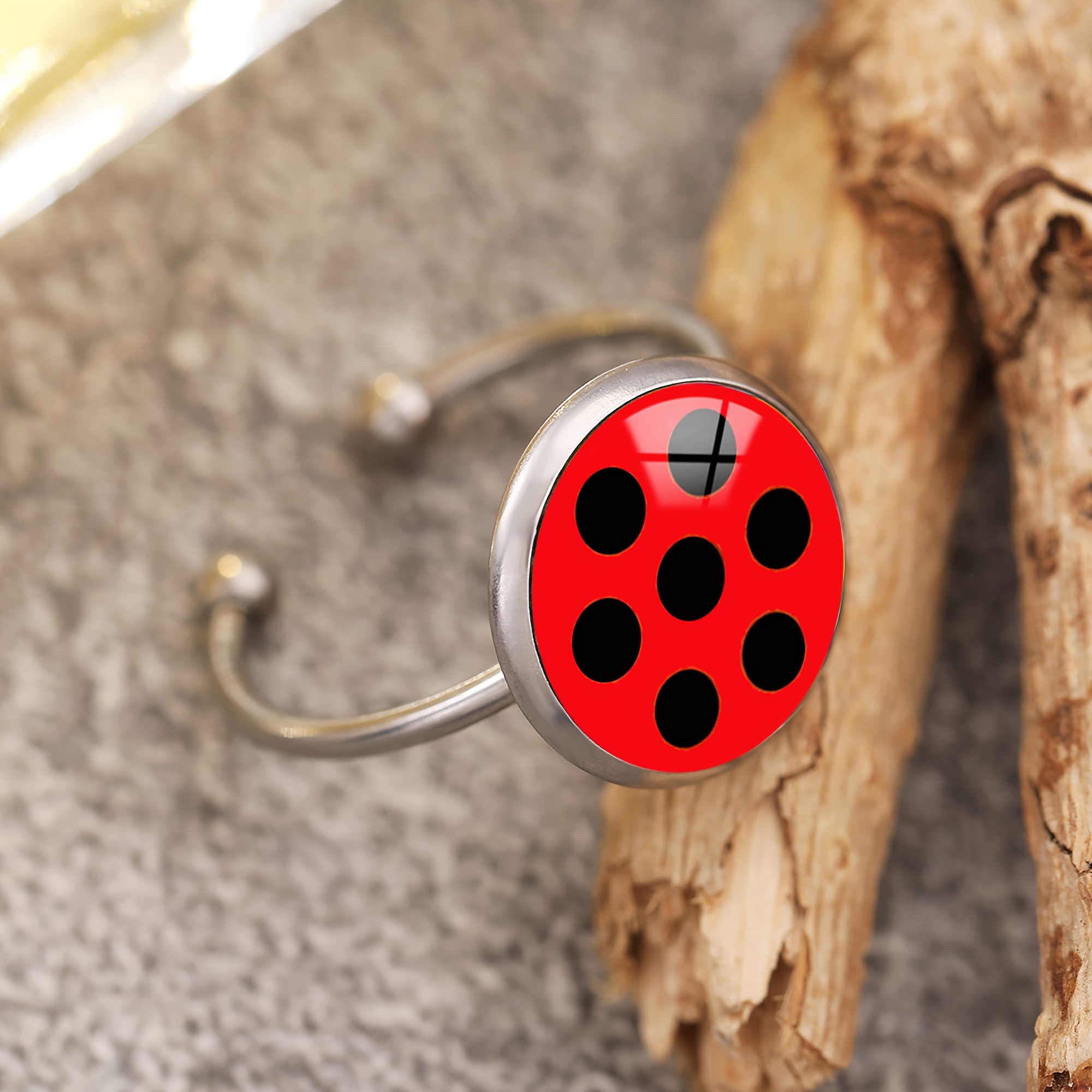 1pc Cute Ladybug Stainless Steel , Cute Men's And Women' Wear Ring Additions