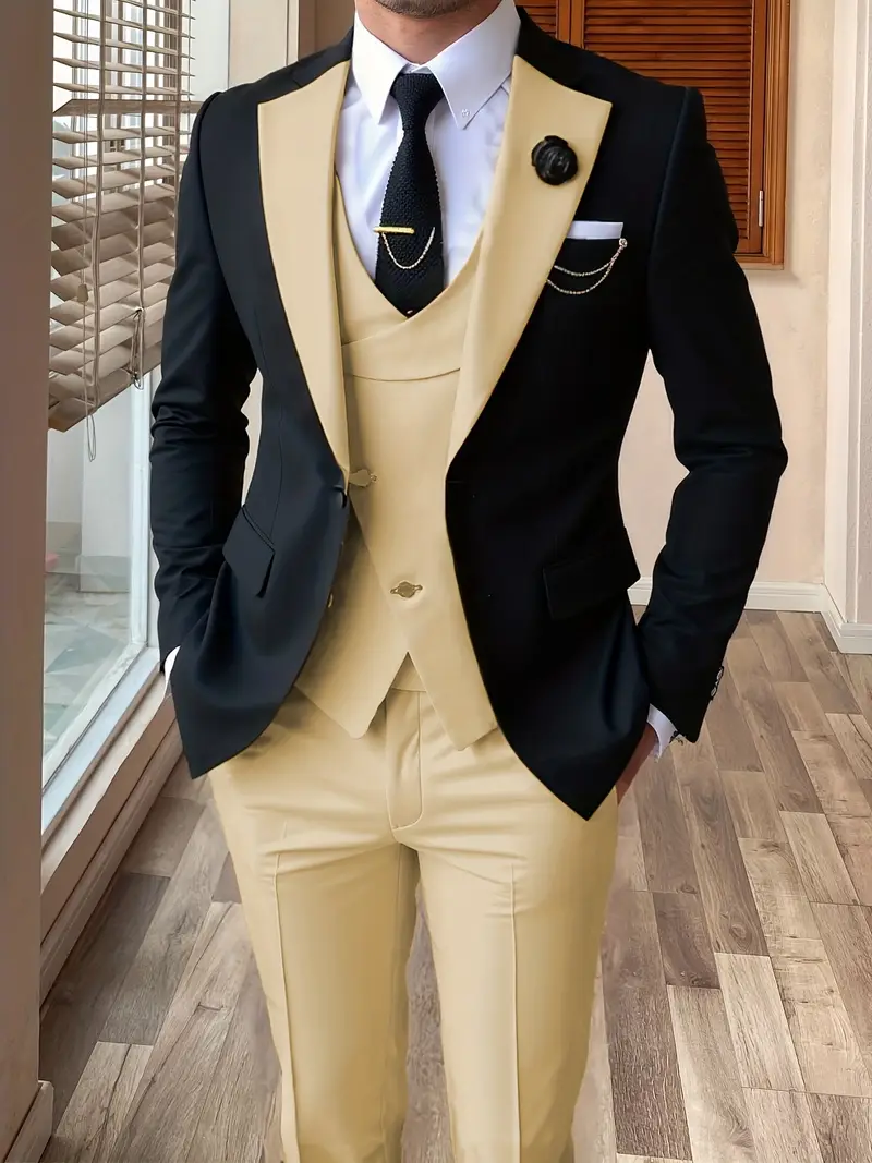 Wangyue Costume 3 Pièces Pour Homme, à Double Boutonnage, Formel, Régulier, Coupe Ajustée, Pour Le Travail Et Le Mariage, Gris, 48 Wangyue Costume 3 Pièces Pour Homme, à Double Boutonnage, Formel, Régulier, Coupe Ajustée, Pour Le Travail Et Le Mariage, Gris, 48