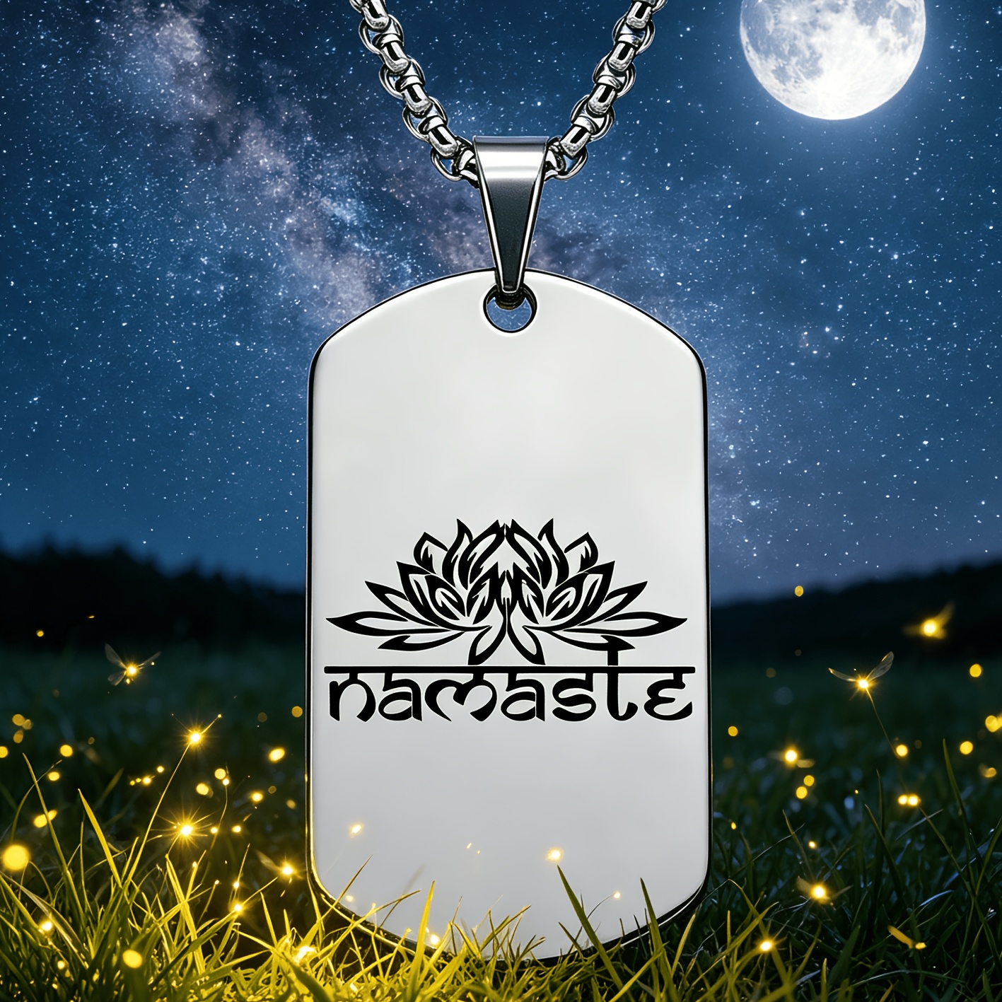 Yoga Zen Tranquility Sanskrit Lotus Necklace