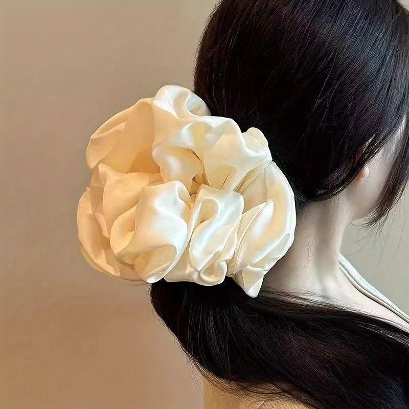 Jumbo Solid Hair Scrunchie in Black or White, Plush Textured