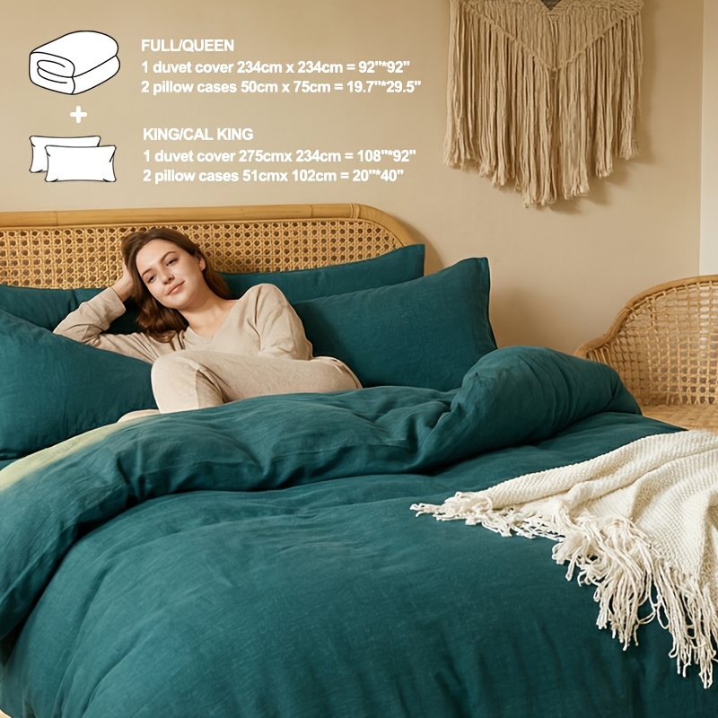 3 dalių 100% lininis vienspalvis antklodės užvalkalų komplektas, patalynės 3 dalių komplektas (1 antklodės užvalkalas, 2 pagalvių užvalkalai), minkštas ir laidus orui, tinkamas visiems sezonams, užsegamas sagomis, be antklodės įdėklo, OEKO, tinkamas viešbučiui