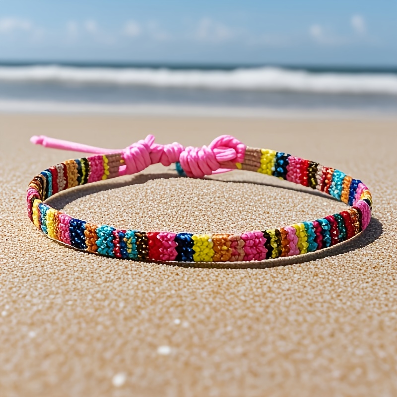 Colorful Bohemian Woven Bracelet Set - High Contrast Patterns