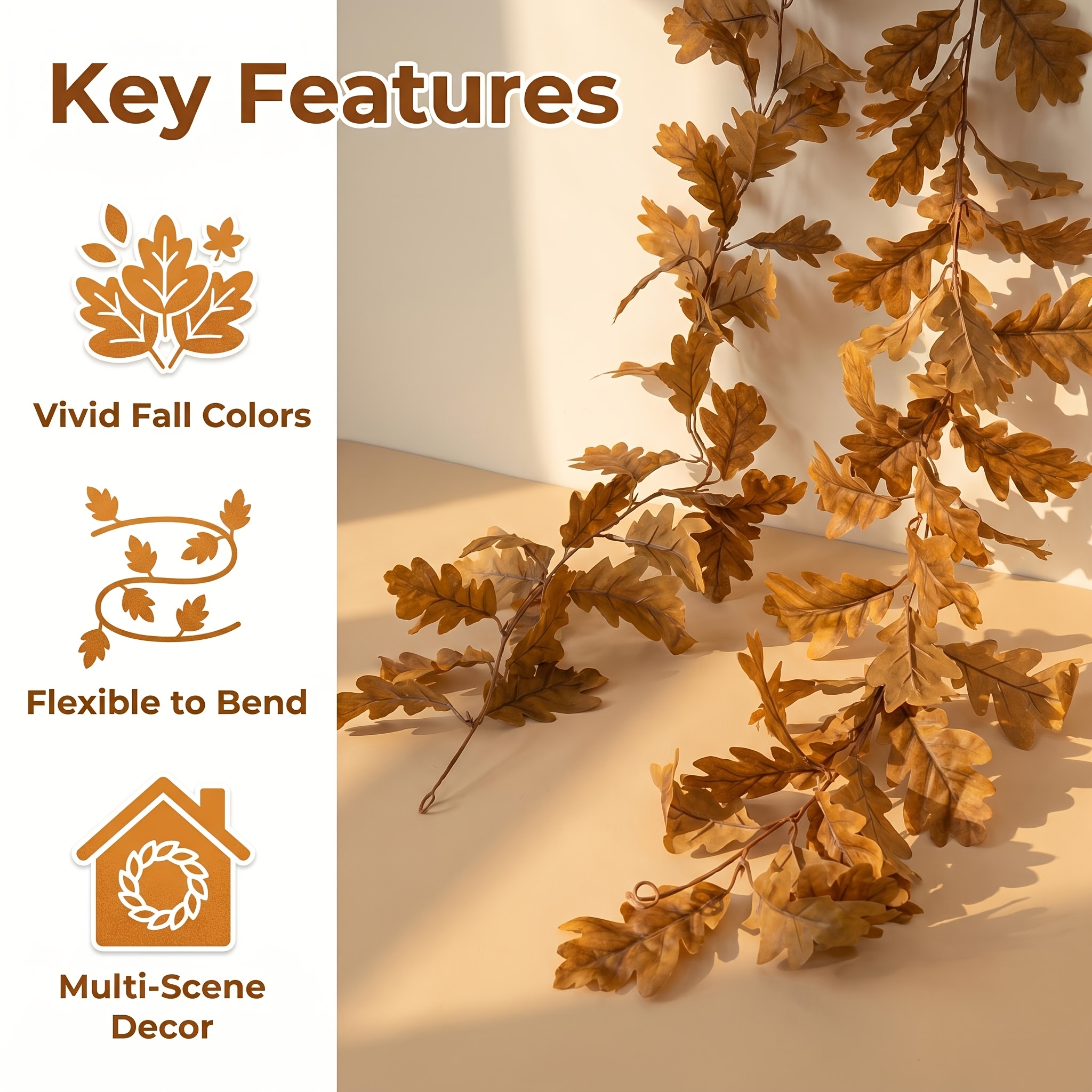 TEMU 2. Artificial, Simulated Autumn-themed Maple Vine Flower Garlands, 200cm/78.7 Inches, Perfect For Halloween, Thanksgiving, Harvest Festivals,