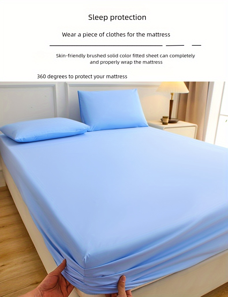 1  polyester fitted sheet pillowcase not included breathable and comfortable solid color mattress protector   sheet for   details 0