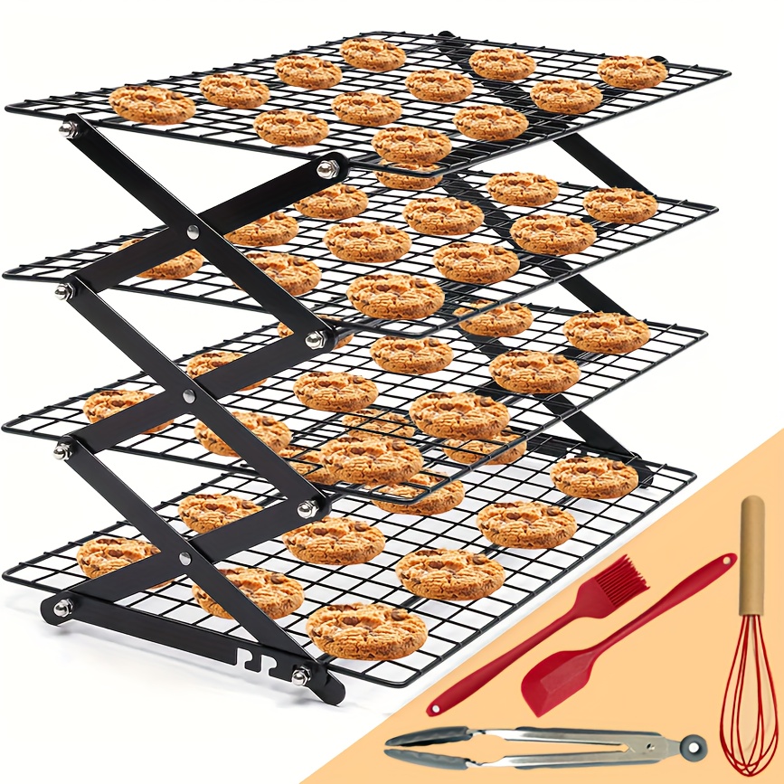 foldable cooling rack 3 4 5 foldable cooling racks free baking tool set stackable oven cookie cake drying rack used for camping kitchen storage and holiday   including silicone shovels   pliers   brushes