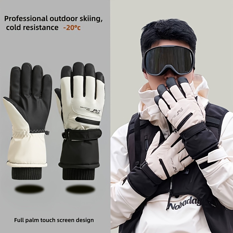 

Men's Winter Ski Gloves, Touch Screen Sensitive, Windproof , Non-slip Palm, Washable Full Finger Cold Weather Polyester Gloves For Outdoor Activities, With Thanksgiving & Christmas Gifts