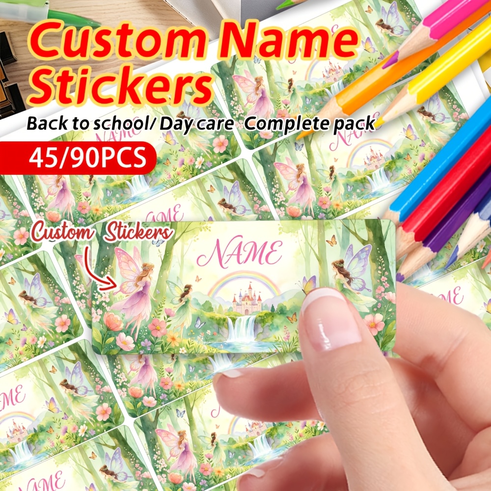 45/90pcs Dreamy Forest Flower Custom Name Stickers