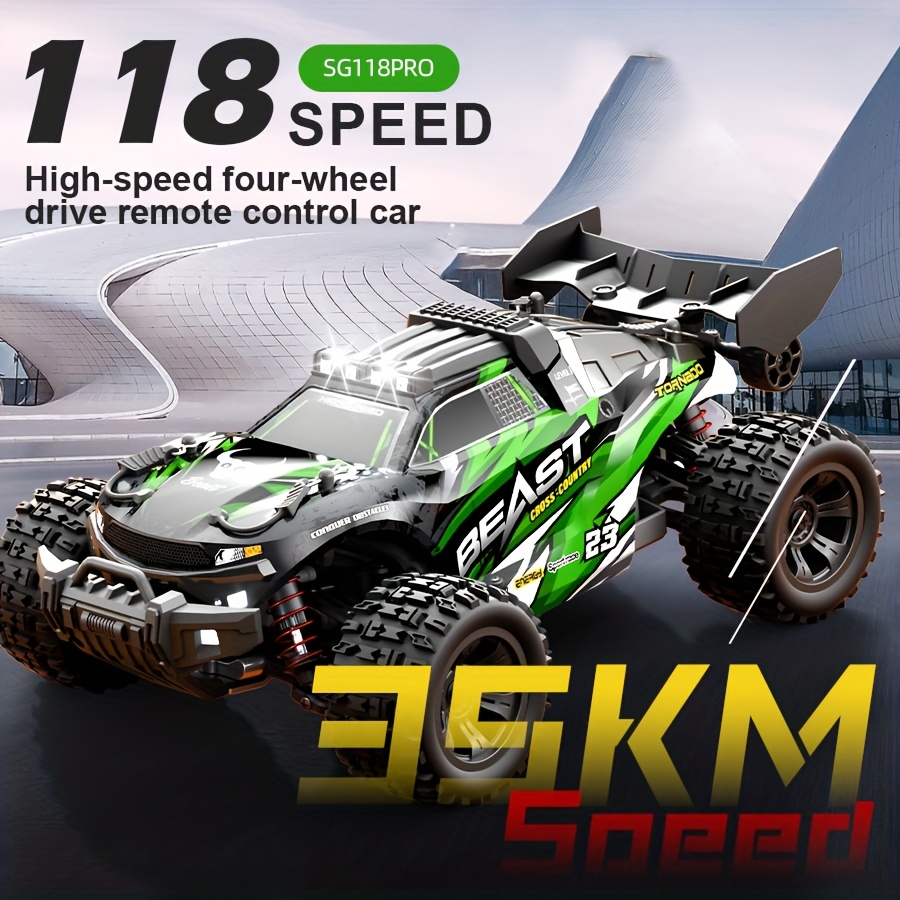 TEMU [ Remote -road Vehicle ] Green Remote Control Toy Car Sg118pro, A Powerful 1:18 Scale Remote Control Car, 35 Km/h Remote -road Vehicle - /