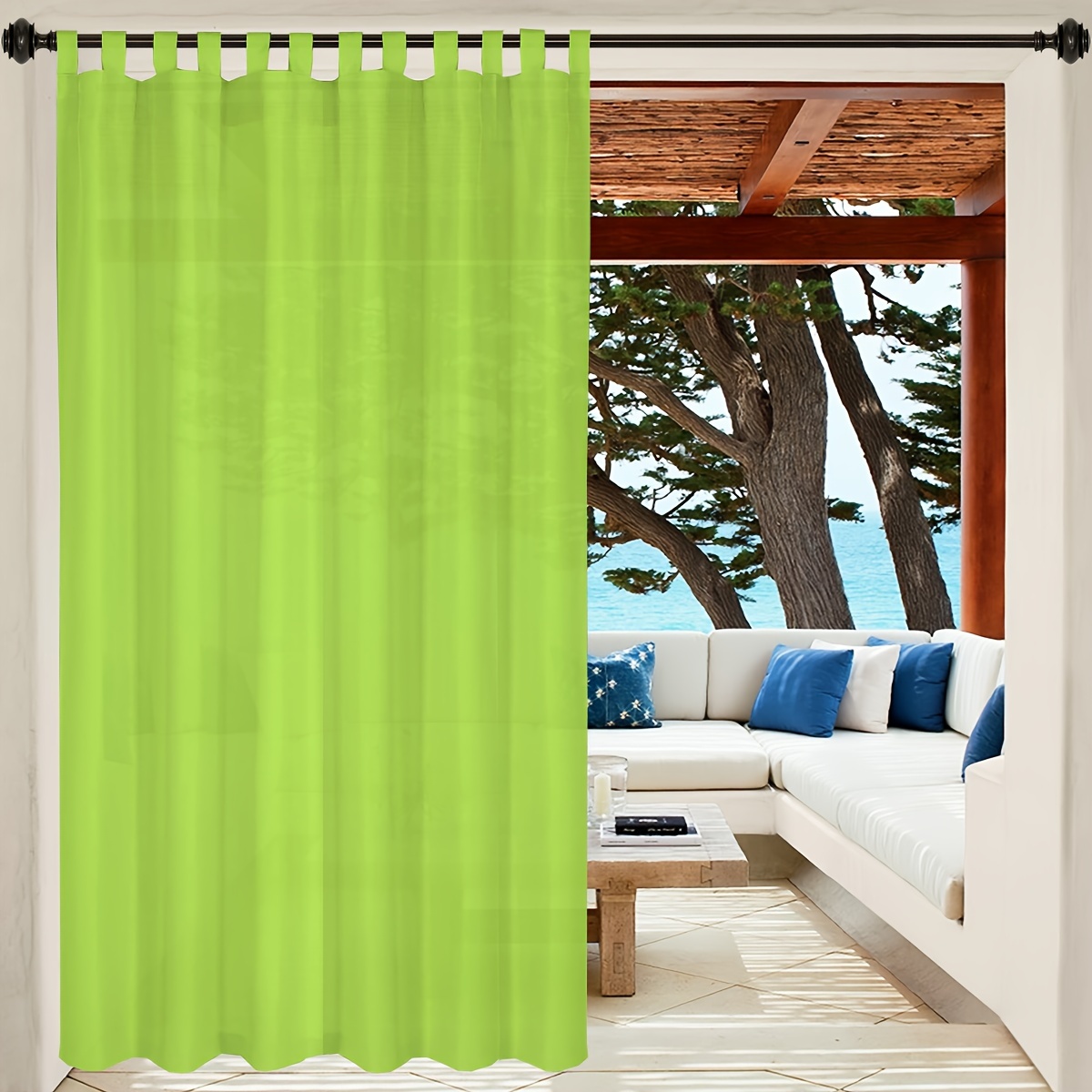 

Waterproof Outdoor Curtain With Grommets - Decorative Art Deco Style, Suitable For All Seasons, Provides Privacy And Softens Light