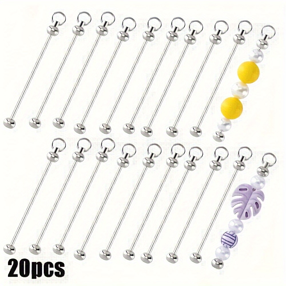 

20pcs Blank Beadable Keychain Bars, Metal Diy Bead Keychain Bar Charms Keychain Making Supplies For Pendant Diy Crafts Jewelry Making