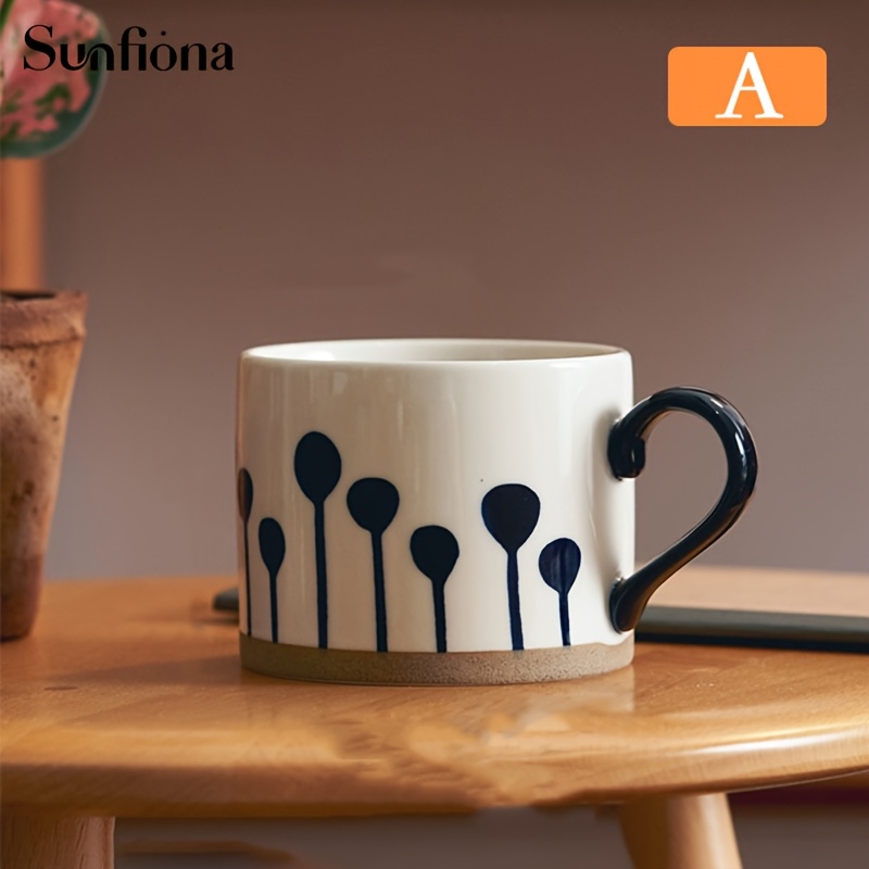 Sunfiona 1pc Ceramic Coffee Mug, Coffee Mug With Handle, Latte Mug, Large Size Mug,, Great For Tea Or Hot Chocolate, Microwave Safe, Modern, , Perfect For Any Kitchen