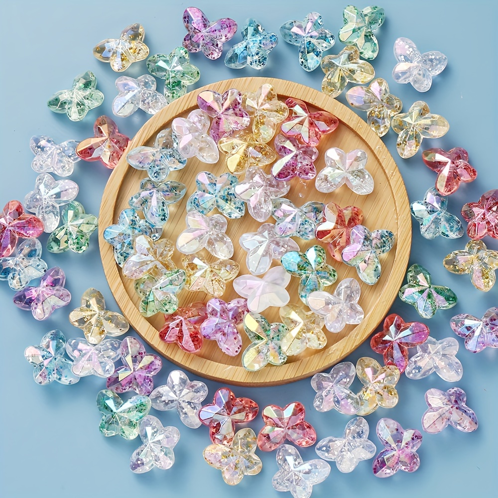30pcs Clear Butterfly Beads for Jewelry Making & Crafts