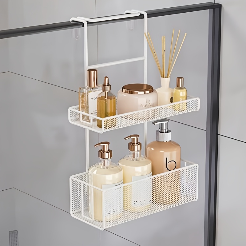 TEMU Mensola da bagno a 2 ripiani, scaffale sospeso da appendere alla porta, portaoggetti per accessori doccia, adatta per bagno, soggiorno e spazi,